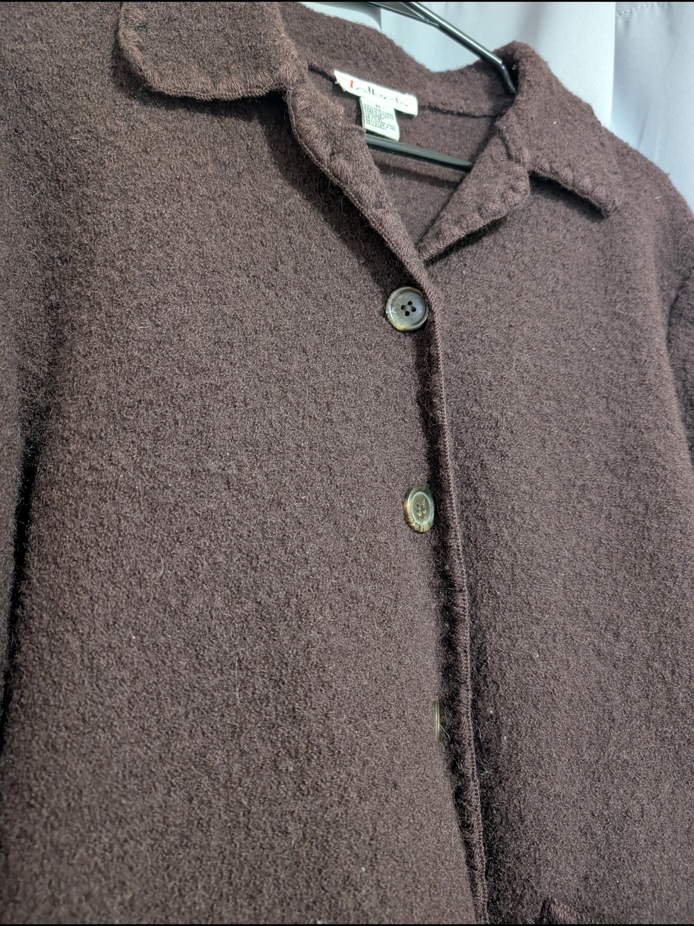 Talbots Dark Brown Textured Pea Coat